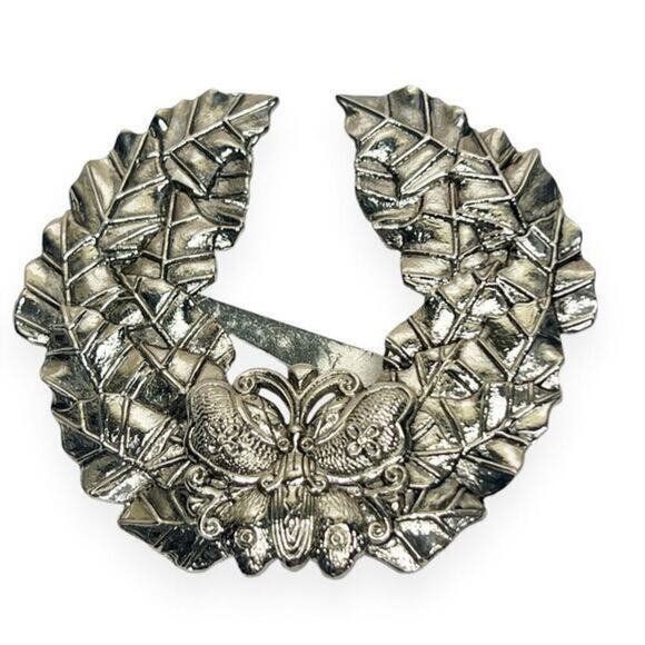 Vintage Neiman Marcus Sylvia Dahl Butterfly in Crown Laurel Scarf Clip Brooch - Picture 2 of 10